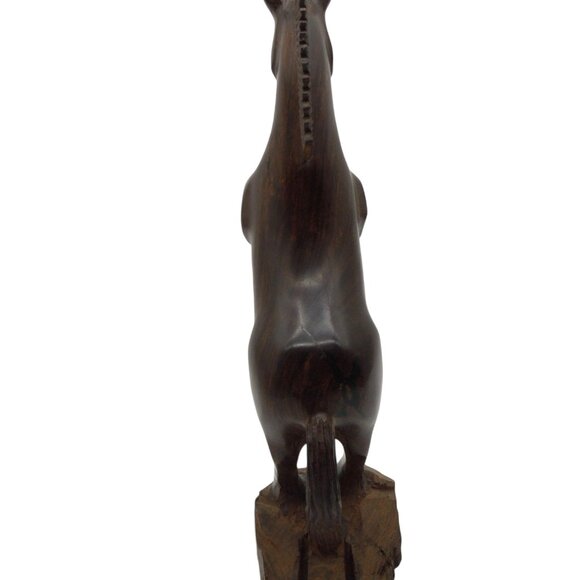 WOODEN HORSE Rearing Figurine Prancing Brown Sculpture Vintage 13" - Picture 8 of 12